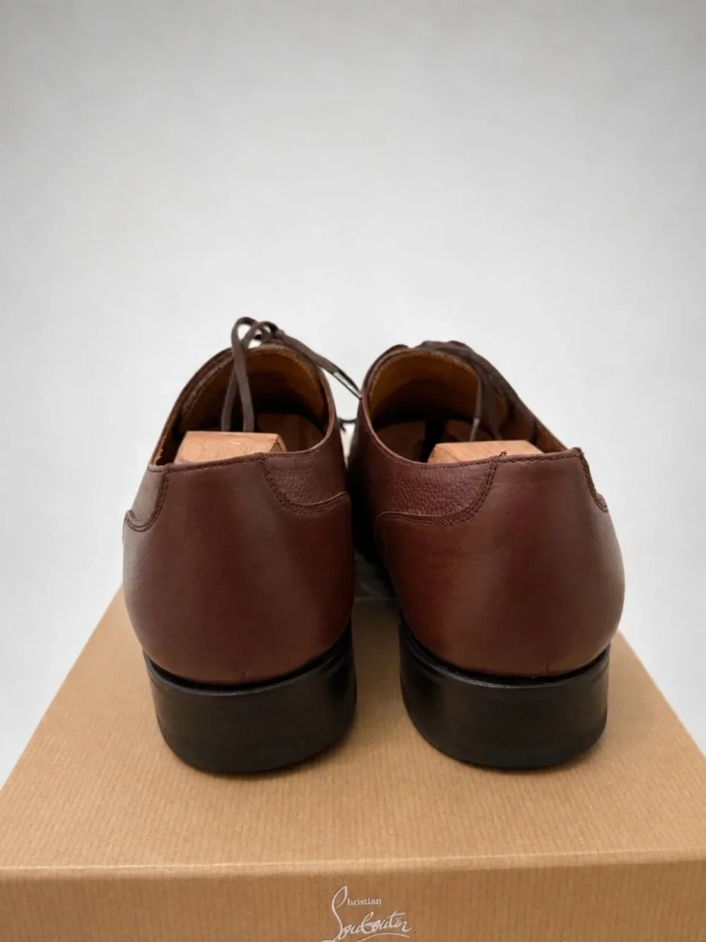 J Fitzpatrick Men's Brown Pebbled Grain Leather Derby Shoes Sz 8.5 E